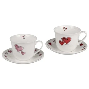 Jumbotasse mit Untertasse Hearts Porzellan Herzen Liebe 296634 Roy Kirkham - Bild 1 von 3