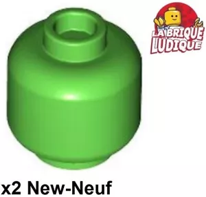 LEGO 2x Minifig Kopf Plain Hollow Stud Hellgrün/Bright Grün 3626 Neu - Bild 1 von 1