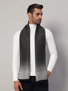 100% Cachemira Cuadros Bufandas Cálido Sólido Tresillo Invierno Negro Gris Wrap - Imagen 1 de 8