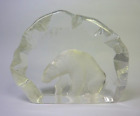 Mats Jonasson Polar Bear 4 Tall x 5 in Glass 3D Crystal Sculpture  Look/Read