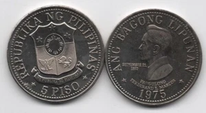 Philippines - 5 Piso 1975 aUNC / UNC Nickel • 22 g ⌀ 36.5 mm Lemberg-Zp - Picture 1 of 1