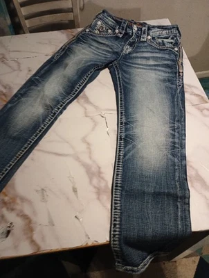 Pantalones de mezclilla Rock Revival Jacopo bota recta para hombre talla 29 medianos azul oscuro desgastados  Foto 1 de 4