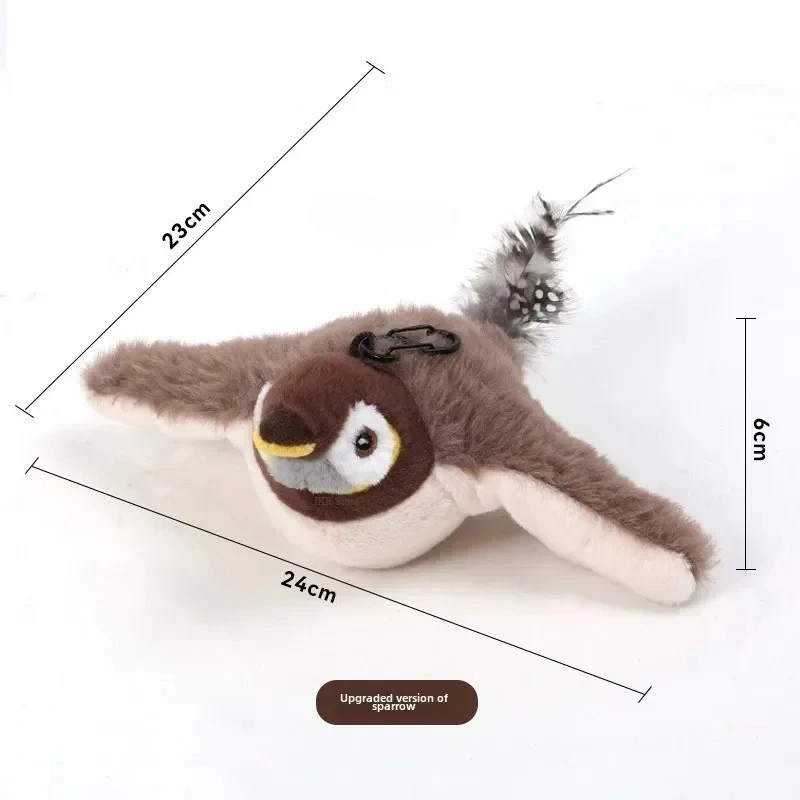 USB Interactive Flying Bird Cat Toys Pet Simulation Sparrow Plush Toy in USA