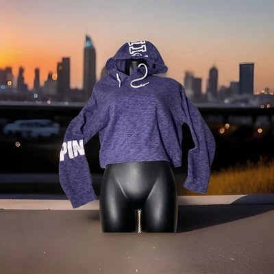 ROSA Victoria's Secret Púrpura Blanco Recortado Sudadera con Capucha Talla XS Foto 1 de 4