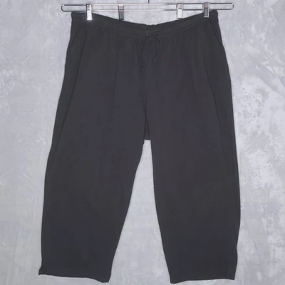 Calça cropped ULLA POPKEN preta perna fina tamanho 20/22 bolsos com cordão malha algodão - Imagem 1 de 4