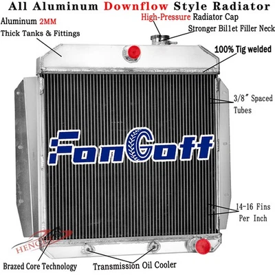 3 ROW Radiator For 1955-1959 1956 1957 Chevy Truck 3100 3200 3400 3500 3600 3800 - Изображение 1 из 4