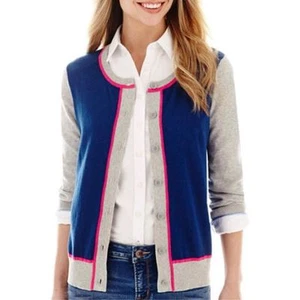 Stylus 3/4-Ärmel Colorblock Rundhalsausschnitt Cardigan Pullover Größe L UVP 38,00 $ - Bild 1 von 1