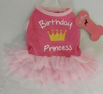 Dog Dress XS PET FASHION Pink with Tutu Birthday Princess - Image 1 of 4