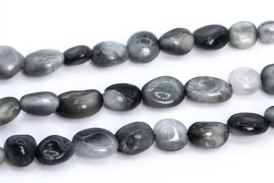 6-8MM Gris Crisoberilo Ojo de Gato Guijarro Pepita Grado AA Genuino Natural Cuentas Sueltas Foto 1 de 4