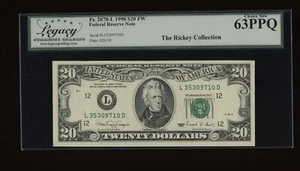 DBR 1990 $20 FRN San Francisco Fr. 2078-L Legacy 63 PPQ Serial L35309710D - Picture 1 of 2