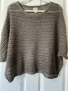 MOSSIMO schöner Poncho Style offener Strick dunkelgrau weich/geschmeidig Leinenmischung TopL - Bild 1 von 6