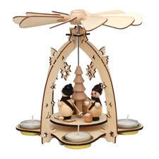 Tealight Snowman Pyramid With 3 Figures Snowmen 22 CM 4 Tealight 50002