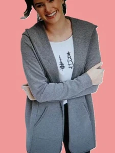 Maurices~Nuevo Con Etiquetas~Cardigan con Capucha Gris Carbón Frente Abierto~Talla Mediana - Imagen 1 de 11