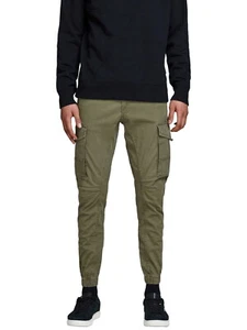 JACK&JONES Hombre Pantalón Cargo Jjipaul Jjflake Slim Denim Stretch Verde Oliva - Imagen 1 de 6