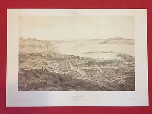 A. Guesdon/ Lemercier - Mesina Al Final Arte B/W Print Replica Of Litografía - Imagen 1 de 1