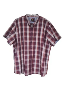 Lee Mens Shirt Size 4XL Burgundy Plaid Check Button-Up Soft Handfeel - Picture 1 of 8