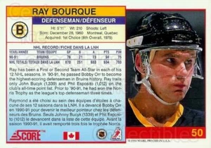 1991-92 Score Promos Canadian Bilingual #50 Ray Bourque - Picture 1 of 1