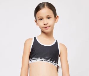 Under Armour Kid Girls/Filles/Chicas Crossback Sports Bra Black 1364629 Sz.YMD/M - Picture 1 of 8