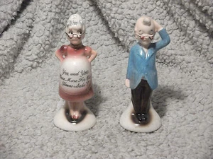 Vintage Old Man & Woman Salt & Pepper Shakers Japan - Picture 1 of 8