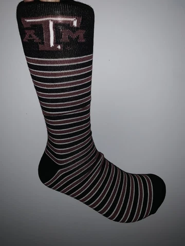 TEXAS A&M AGGIES NCAA COLLEGE JERSEY LOGO MULTI STRIPE DRESS SOCKS MENS Cover