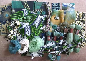 Bundle for Creative Sewing,African Wax Fabric,Green Bundle,Tiedye,Tapestry yarns - Picture 1 of 10
