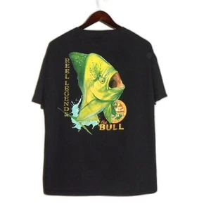 Camiseta de pesca Reel Legends para hombre XL negra gráfica camiseta “The Bull” Mahi Mahi - Imagen 1 de 3