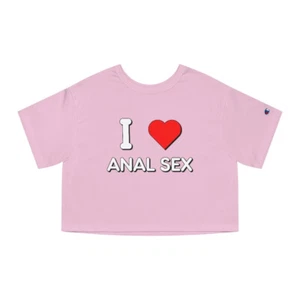 I Love Anal Sex Heart Adult Champion Women's Heritage Cropped T-Shirt - Picture 1 of 24