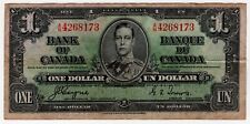 1937 BANK OF CANADA ONE 1 DOLLAR BANKNOTE  AN 4268173 COYNE TOWERS