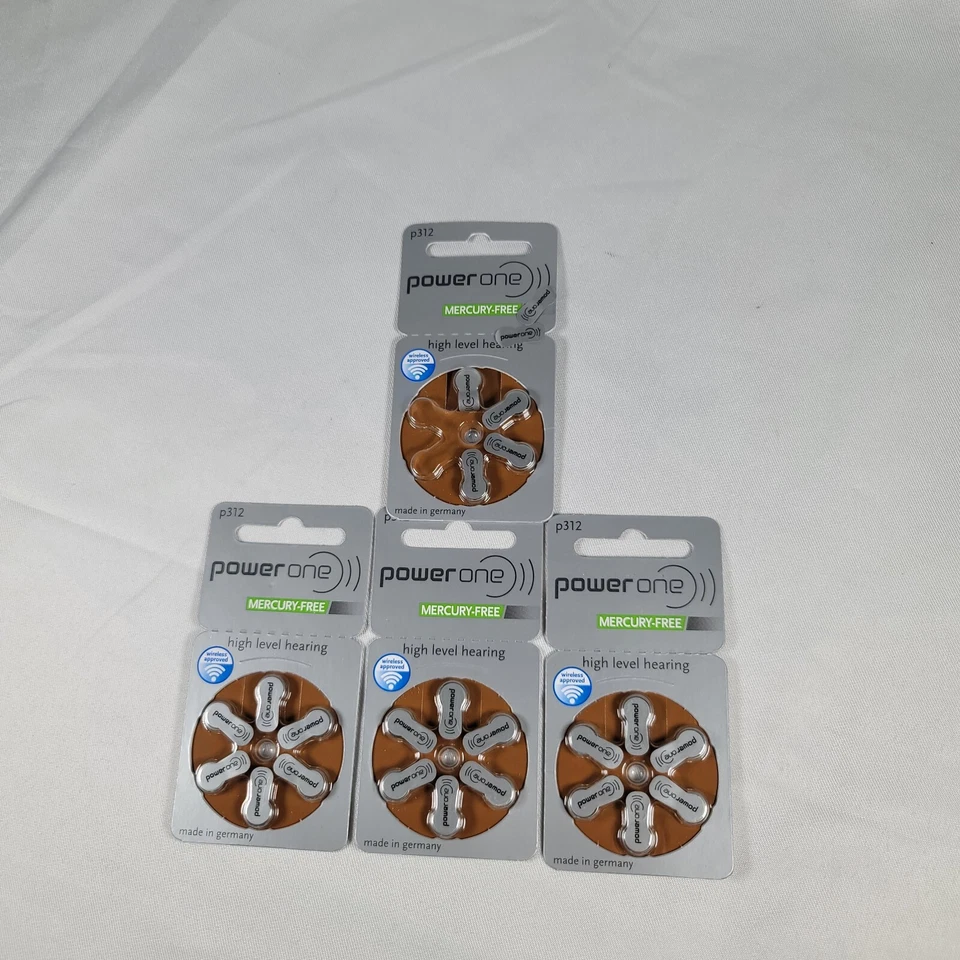 PowerOne Hearing Aid Batteries Size 312 Expire 01/21 FREE Shipping 4 packs - Image 1 of 4