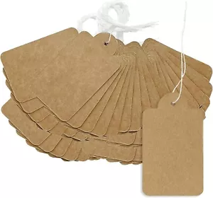 Preisschilder Anhänger 500 Stk Kraftpapier Hängeetiketten mit Faden 35 x 22mm Pr - Bild 1 von 7