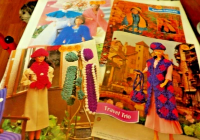 4 Annie's Attic FASHION DOLL crochet- Shawls, dresses & scarfs, Vest & purse, (8 - Image 1 of 4