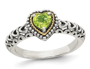 Peridot 5mm Heart Ring in Sterling Silver - Picture 1 of 5
