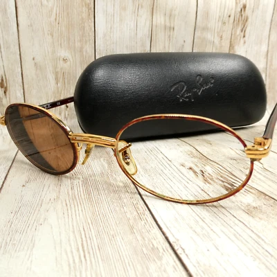 Óculos de sol Ray-Ban dourado barra dupla redondo SOMENTE ARMAÇÕES E estojo RB3004 W2543 51-22-140 - Imagem 1 de 4