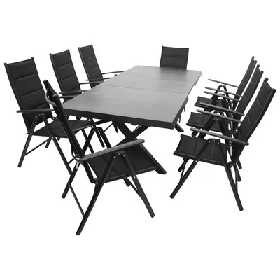 Gartengarnitur Alu Sitzgruppe Gartenmöbel Alu Garnitur ALMADA Keramik grau 9-tl. - Bild 1 von 4