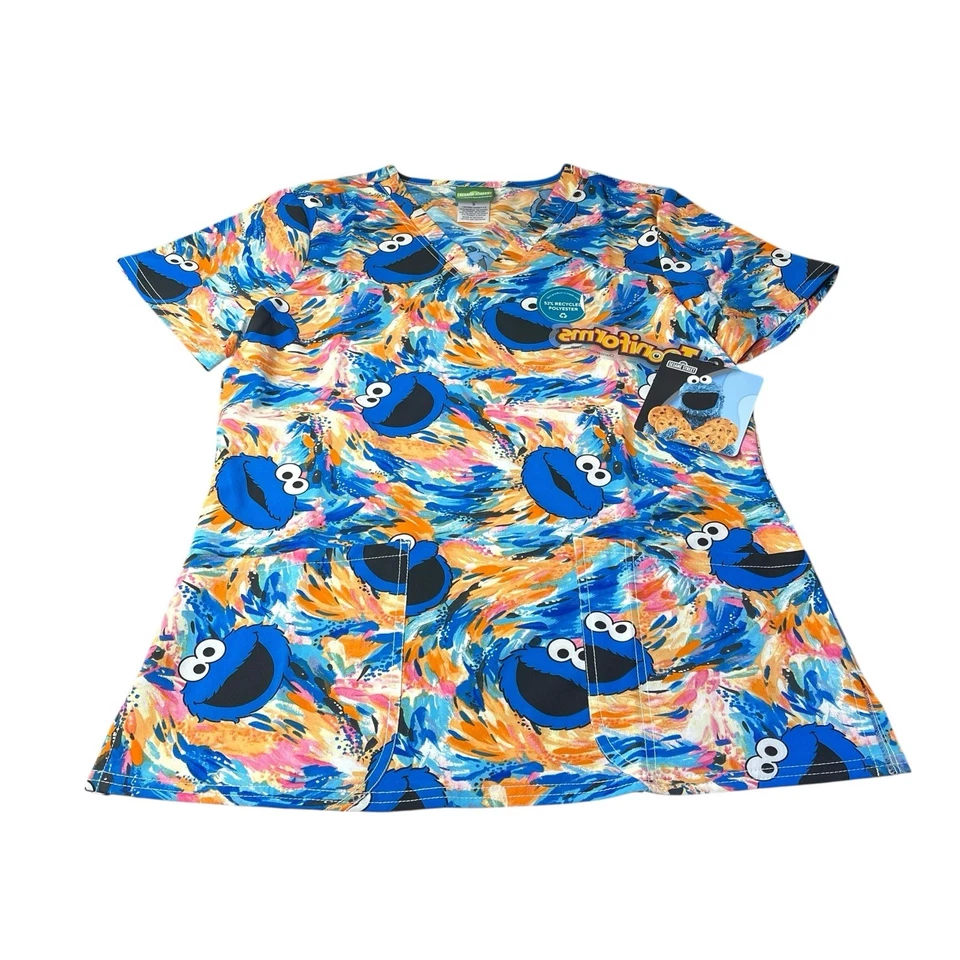 Tooniforms Women Scrubs Top V-Neck Print TF738 S Finger Paint