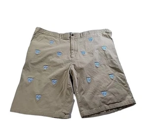 Castaway Men's Size 48 BEIGE CHINO Embroidered SHIELD Shorts - Picture 1 of 10