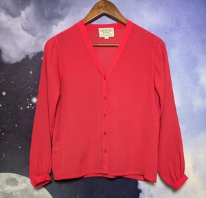 Vintage Red Sheer Button-Up Blouse Charlotte Ford Boutique Size 6 Classic Career - Picture 1 of 8