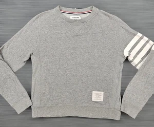 Thom Browne 4-Bar Pullover Grey Crewneck Sweater Women's Size 1 - Picture 1 of 6