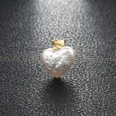 Genuino Natural 12mm Blanco En Forma de Corazón Perla de Agua Dulce Perla Colgante Joyería Foto 1 de 4