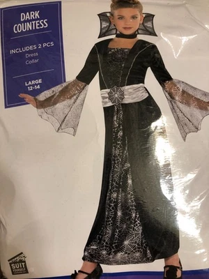 *NEW* DARK COUNTESS Girls Child Costume Size Large 12-14 Years - Dress & Collar - Image 1 of 4