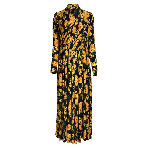 Maxi abito Balenciaga drappeggiato a strati in raso maglia con stampa viscosa donna taglia 44