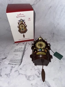 New Hallmark Keepsake Santas Cuckoo Clock Ornament 2013 Magic Cord Lights Sounds - Picture 1 of 12