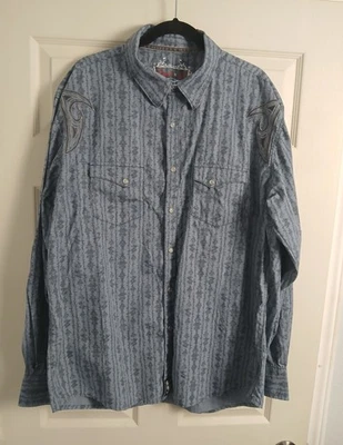 Camisa Wrangler Rock 47 Western Para Hombre Talla XXL Azul Perla Bordada a Presión  Foto 1 de 4