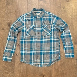 Bench Men’s Blue and Gray Chest Pockets Collared Button-Up Flannel, Size Medium - Picture 1 of 6
