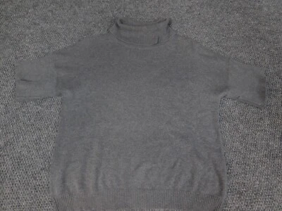 Suéter grande gris cuello alto algodón clásico Coldwater Creek para mujer Foto 1 de 4