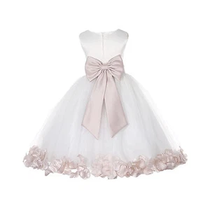 ROSE PETALS FLOWER GIRL DRESS COMMUNION EASTER WEDDING BRIDESMAID HOLIDAY PARTY - Picture 1 of 47
