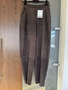 ZARA Hose 100% Wildleder Limited Edition Größe: M Dunkelbraun - Bild 1 von 20