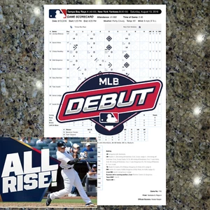 Aaron Judge MLB Debut Game Used Lineup Card Scorecard - 8/13/16 Yankees Home Run - Picture 1 of 6