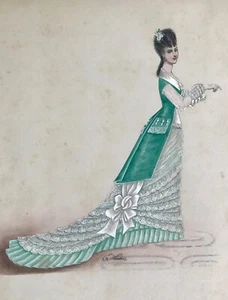 Ernest LEDUC - Peinture originale - Gouache - Elégante 9 - Imagen 1 de 3