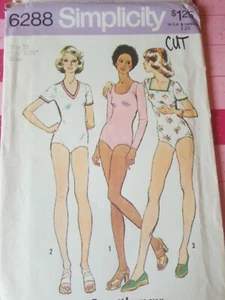 Vintage Simplicity Pattern 6288 Hippie Era Body Suits 3 Necklines Size 10 CUT - Picture 1 of 3